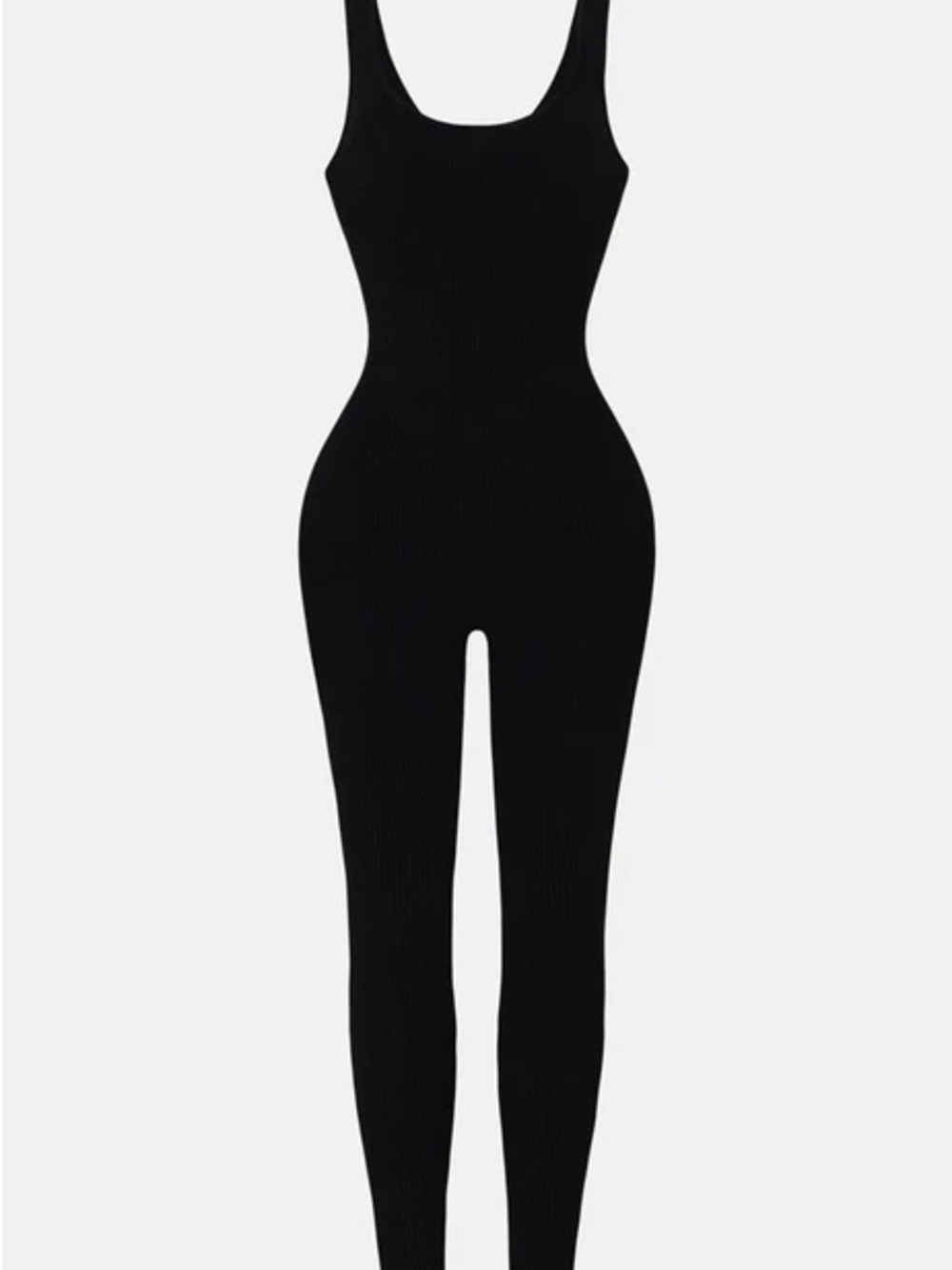 Snatched Sleek Black Ribbed Tank Jumpsuit - Picture 2 of 3